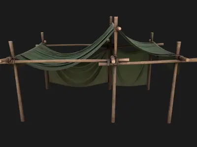 Military Medical Tent Camp Low-poly 3D model
