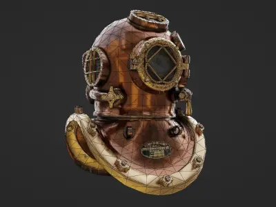 Old Diving Helmet Low-poly 3D model