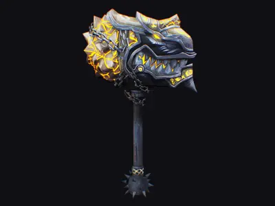 Hammer Mace Maul Bludgeon Mallet Breaker Sledgehammer Melee Low-poly 3D model