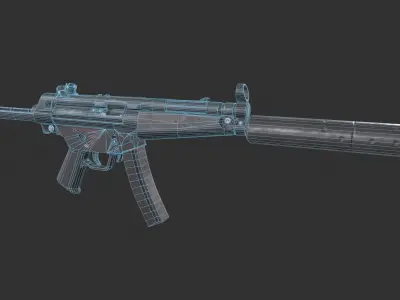 MP5 Submachine Gun Low-poly 3D model