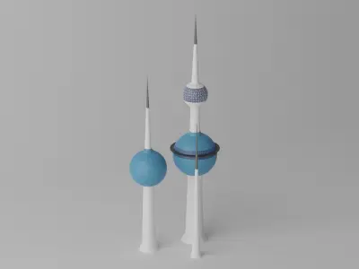 Cartoon Kuwait Towers Landmark 3D model