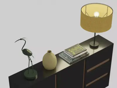 sideboard with two drawers and lamp Low-poly 3D model