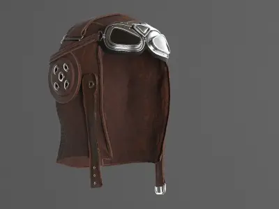 WWII Aviator goggles and hat 3D model
