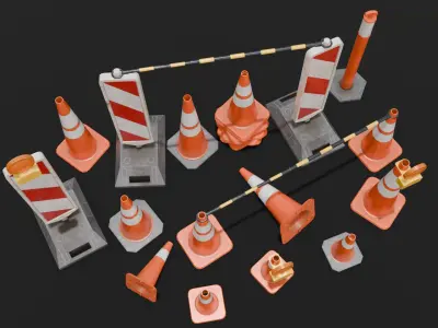 Traffic Asset Pack 3D Model Low-poly 3D model