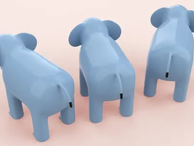 Cartoon Elephant Animal Style Cute Low-poly 3D model