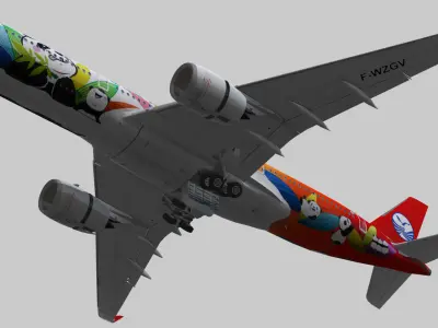 Airbus A350-900 XWB Sichuan Airlines livery Low-poly 3D model