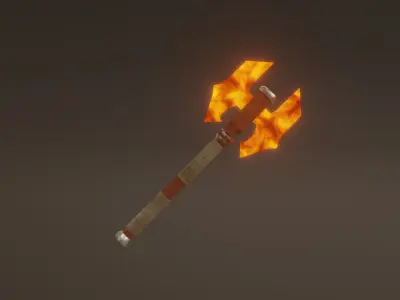 Double Bit Fire Axe - Elemental Axe - Model 01 Low-poly 3D model