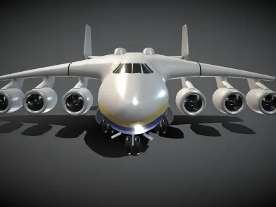 Cartoon Antonov An-225 Mriya Low-poly 3D model
