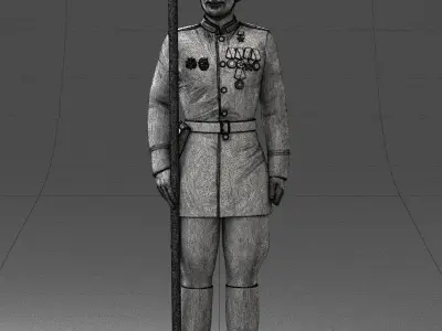 000110 Smiling Soviet Heroic Soldier in Parade Stance 0116 3D model