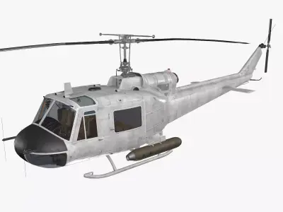 Bell UH-1B Blank Livery Complex Animation Low-poly 3D model
