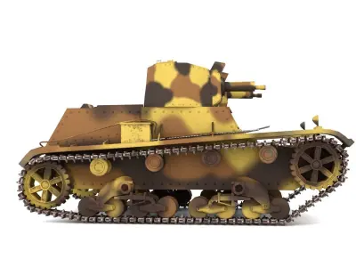 English Vickers 7TP tank PBR Game Ready VR AR low-poly 3d model Low-poly 3D model