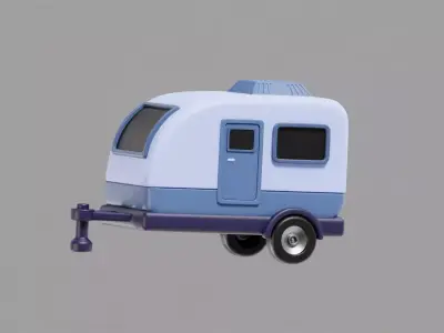 Campervan Caravan Cartoon Low-poly 3D model