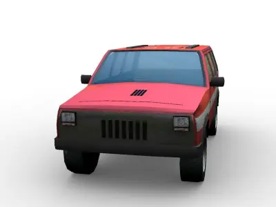 low poly fire car suv Free low-poly 3D model