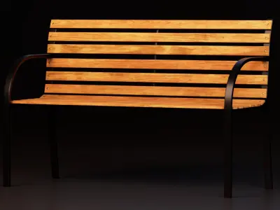 Modern Outdoor Wooden Bench Pack 3D model
