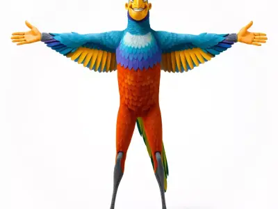 Vibrant Parrot Character model pack Low-poly 3D model