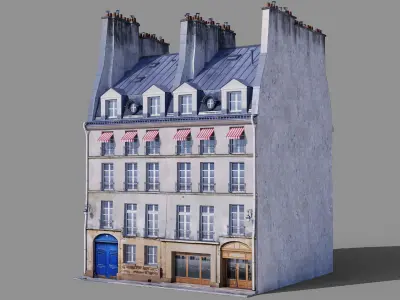 Paris facades Low-poly 3D model