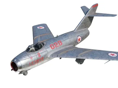 PBR Korean War Mig15 Fighter PLAAF Low-poly 3D model