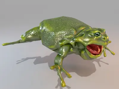 Anuran frog Low-poly 3D model