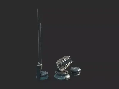 Radar antenna of future sci-fi facilities 3D model