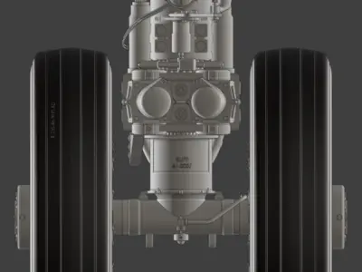 High-polly 50s American Bomber Landing Gear 3D model