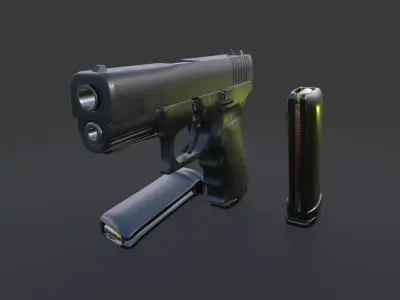 Gun Model Fa Glock Low-poly 3D model