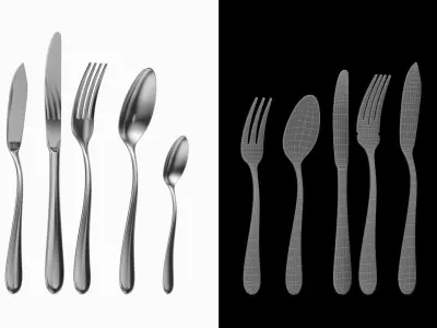 Generic Cutlery 9 Pieces COLLECTION 3D model