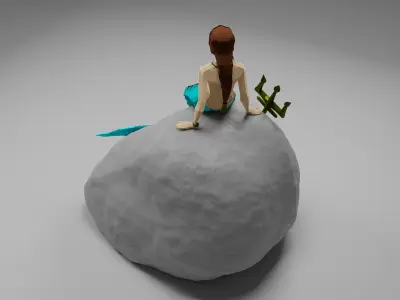 Magical Mermaid Siren Sea maiden Oceanid Lowpoly Rigged  Low-poly 3D model