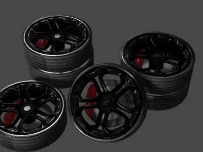  car sport wheels Free low-poly 3D model
