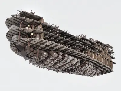 This 3D Galleon green includes a fully detailed interior 03 3D model