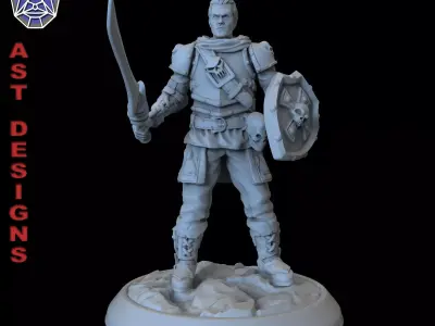 Fantasy character 1-0 warrior Miniature 3D print model