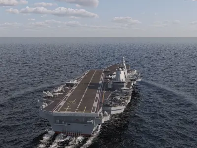 PLA NAVY Type 003 class aircraft carrier Fujian ship CV18 Low-poly 3D model