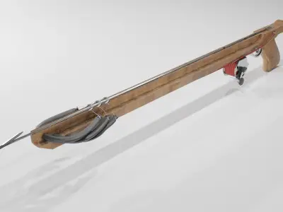 Wooden Speargun Low-poly 3D model