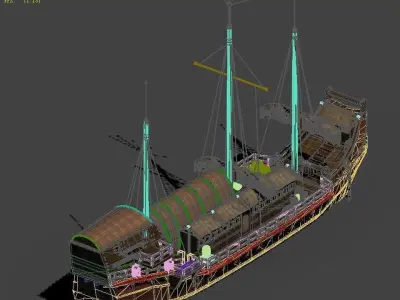 Game Large commercial ship 03 3D model