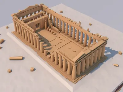 Low Poly Parthenon in Athens Greece Landmark Low-poly 3D model