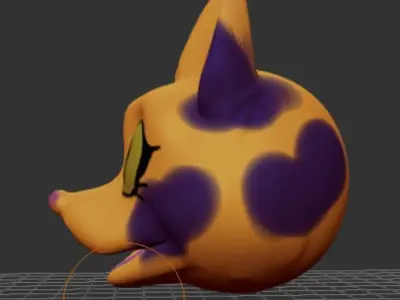 furry fox head Free 3D model