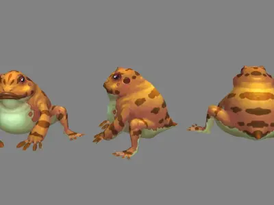 Cartoon Frog  - Fire Frog Low-poly 3D model