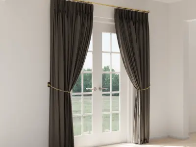  Pulled Back Pinch Pleat Curtains Model, Grey 