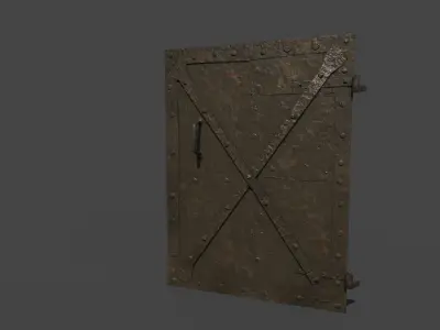 Iron stove door lid Low-poly 3D model