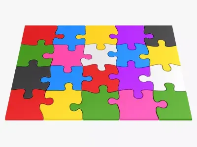 Colorful Puzzle Pieces Low-poly 3D model