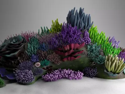 3D Underwater Coral Reef Habitat Ocean  3D model