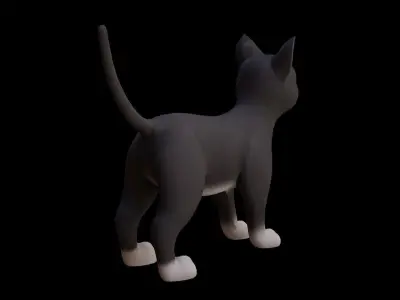 Cat black white  Low-poly 3D model