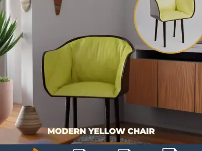 Modern Yellow Plastic Chair Free 3D model