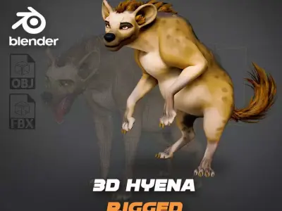 Cartoon-Realistic Spotted Hyena - Rigged for Blender Low-poly 3D model