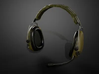 Combat headphones Low-poly 3D model