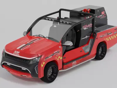 SCDF Life Saving Force Fire Truck 4x4 Red Vehicle 3D model