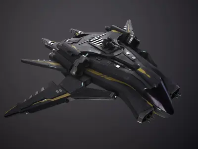 Spaceship Game ready 4k Textures Low-poly 3D model