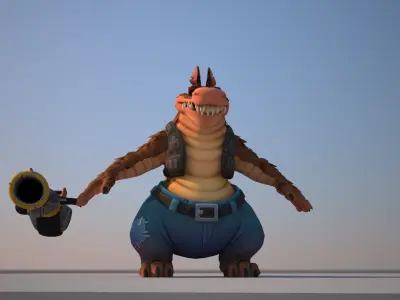 Dingodile dinosaur Low-poly 3D model