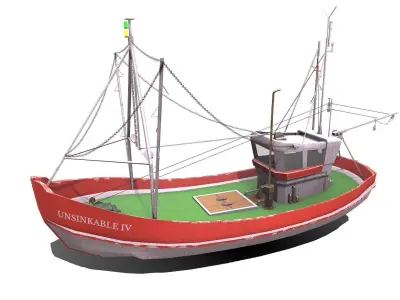 Old Fishing Boat Low-poly PBR Low-poly 3D model