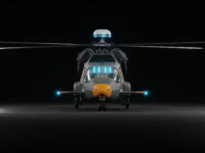 Sci-fi Helicopter Low-poly 3D model