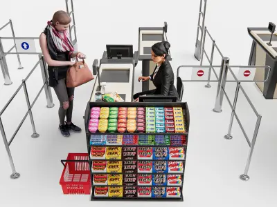 Supermarket Shop Store Elements checkout 5 3D model